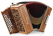 Castagnari Mory button accordion, natural finish walnut