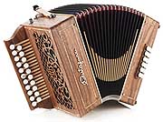 Castagnari Fazzy button accordion, natural finish walnut